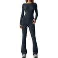 thumbnail image 1 of Womens Sexy Open Back Long Sleeve Flared Bottom Pants Romper Bodycon Jumpsuit, 1 of 6