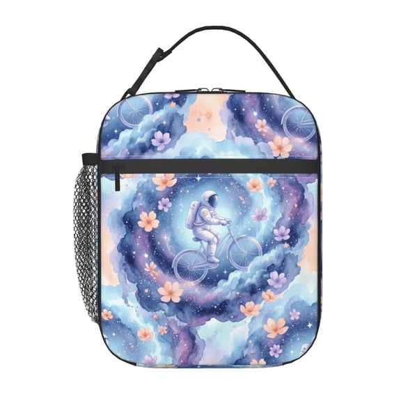 Astronaut Insulated Lunch Bag Lunch Box Cooler Bag With Front Pocket For Women Men,Reusable Lunch Tote Bag Lunchbox For Work Picnic Office