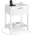 thumbnail image 5 of Laintene Fluted Nightstand with Charging Station - Modern Bedside Table with Drawer & Open Shelf, 2 AC Outlets + USB &Type-C for Bedroom & Living Room, White, 5 of 6