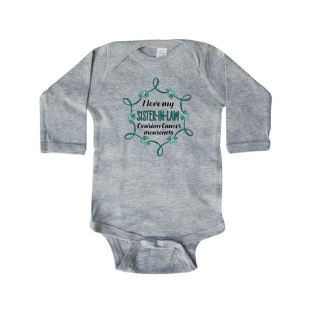 

Inktastic I Love My Sister-in-law Ovarian Cancer Awareness Gift Baby Boy or Baby Girl Long Sleeve Bodysuit