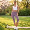 thumbnail image 4 of High Waisted Leggings for Women - Full Length Capri Buttery Soft Yoga Pants for Workout Athletic Purple M, 4 of 8