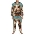 thumbnail image 3 of Salouo Hot Air Balloon Guinea Pig Print Button-Front Long Sleeve Pajama Set for Men, Soft 2Pjs Men's Long Sleeve Sleepwear-Medium, 3 of 7