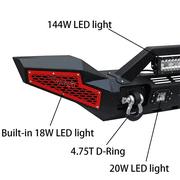 Sunpie Jeep Wrangler Front Bumper with Winch Plate & 5 LED Lights for JK JKU JL JLU 4xe Jeep Gladiator JT