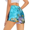 thumbnail image 4 of Picia Corals and Tropical Fish Pattern Women's 2 in 1 Athletic Running Shorts High Waisted Workout Casual Gym Sweat Shorts with Comfy Liner Zipper Pockets-Large, 4 of 9