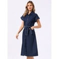 thumbnail image 4 of DARING DIVA Denim Shirt Button Down Short Sleeves  Dress Medium Black Blue, 4 of 5