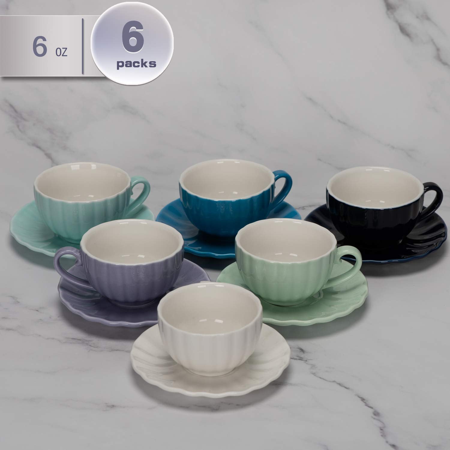 amHomel 6-Pack 6 oz Cold Assorted Color Pumpkin Design Cups