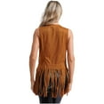 thumbnail image 3 of Alvivi Women's Fringe Vest 70s Hippie Costume Sleeveless Tassels Cardigan Cowgirl Western Tops Brown 4XL, 3 of 7