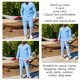 thumbnail image 5 of Traje de manga larga para hombre, cuello alto, cuello en V, informal, cómodo, color puro, camisetas y pantalones de poliéster suave, azul XXL, 5 of 6