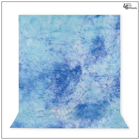 10' x 12' Ft. Crushed Sky Blue Tie-Dye Hand Painted Seamless Muslin for Photography Background Lighting by Loadstone Studio
