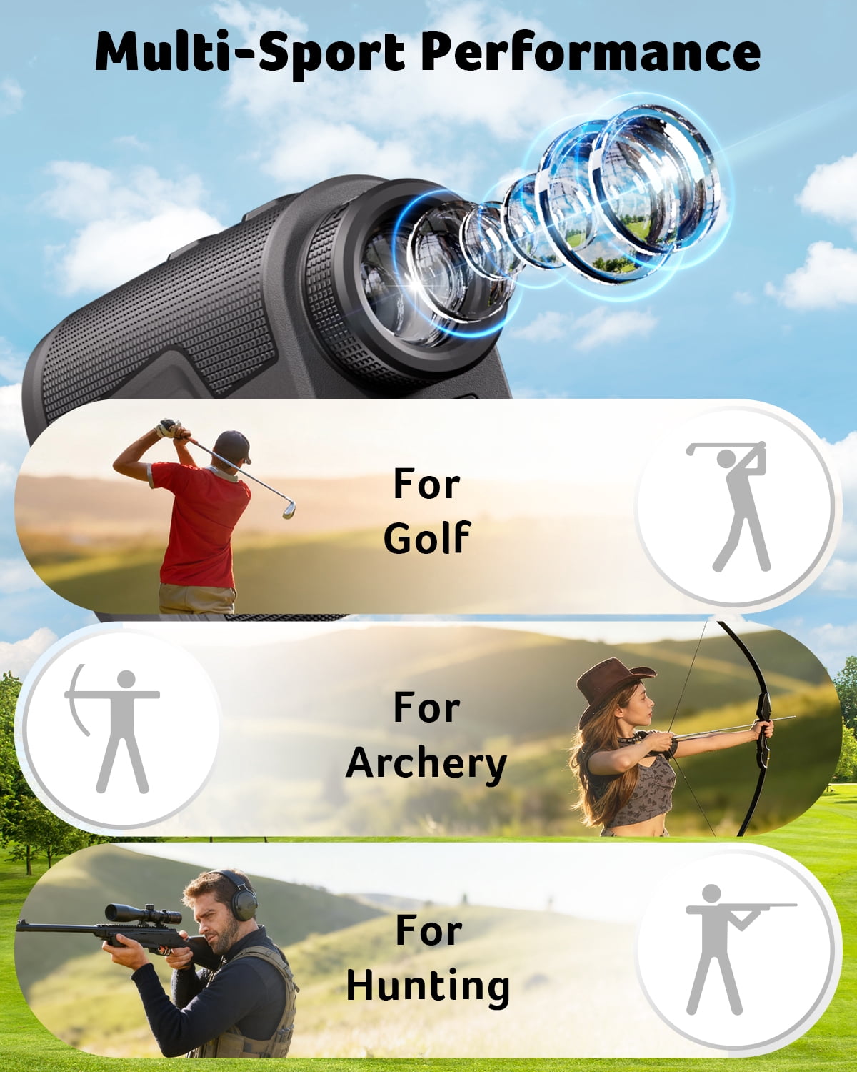 Acer Golf Rangefinder with Slope Magnetic, 1200 Yards Laser Range Finder for Hunting Golf, 6X Magnification with Flag Pole Locking Vibration