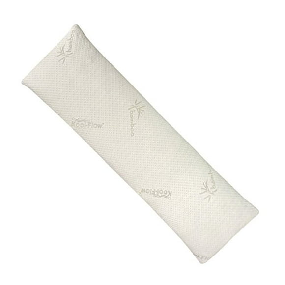 Snuggle-Pedic Ultra-Luxe Bambou Déchiqueté Mémoire Mousse Pleine Grandeur Corps Oreiller avec Kool-Flow Respirant Refroidissement Hypoallergénique Oreiller Tissu Extérieur - S'Adapte 20 x 54 Pouces Corps Taies d'Oreiller & Couvre