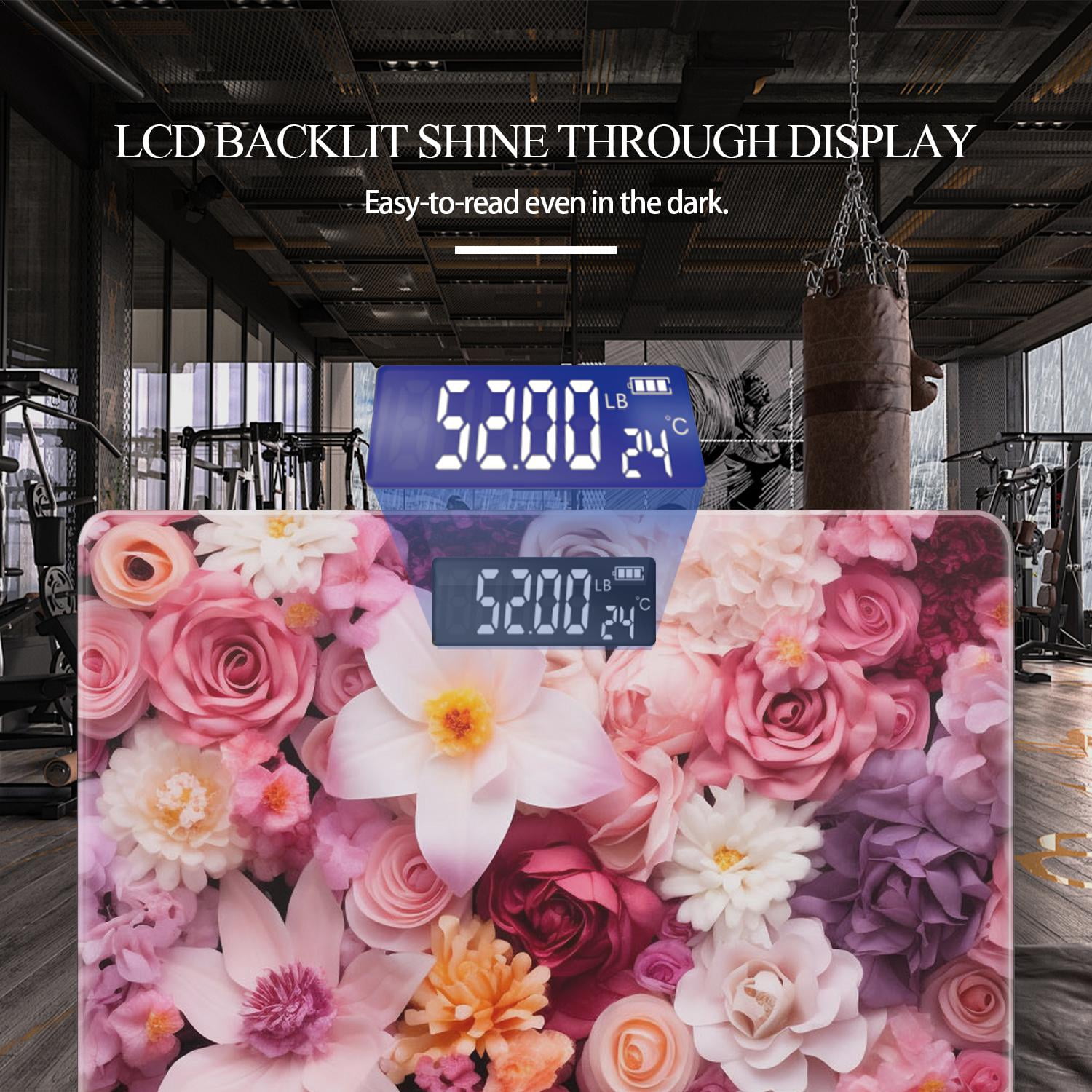Digital Weight Scale with Backlit Display Battery Operated Bathroom Scale Automatic Weighing Scale for Body Weight Capacity up to 400 lbs-Many Beautiful Colorful Flowers