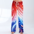 thumbnail image 2 of America 250 Pants for Women Patriotic American Flag Print Wide Leg Lounge Pants Elastic High Waist Classic Fit Soft Comfy Pajama Bottoms, #01 Blue, XXL, 2 of 5