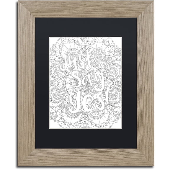 Trademark Fine Art "Letters and Words 14" Canvas Art by Hello Angel, Black Matte, Birch Frame