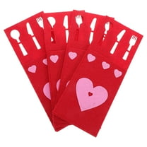FRCOLOR 4Pcs Valentine's Day Holder Cutlery Pouch Bag for Wedding Utensil Holder and Christmas Table Dinner Decoration