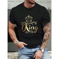 thumbnail image 1 of Manfinity Homme T-Shirt à Manches Courtes Col Rond Imprimé Roi, Haut d'Été Décontracté, pour Amis, 1 of 6