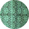 thumbnail image 1 of Ahgly Company Machine Washable Indoor Round Abstract Turquoise Blue Modern Area Rugs, 8' Round, 1 of 4