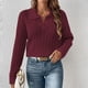thumbnail image 5 of Suéteres de Punto para Mujer, Suéteres de Larga con Cuello en V, Camisetas Casuales, Conjuntos de Moda de Otoño Rojo Oscuro XL, 5 of 7