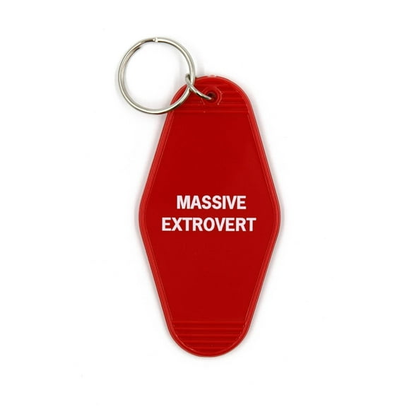 Massive Extrovert Motel Style Keychain In Red | 3.75" x 1.75"