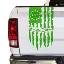 We The People Betsy Ross Flag 1776 Distressed American USA US Flag Truck Tailgate Vinyl Decal Preamble of The US Constitution fits most Pickup Trucks (11" x 20", Yellow Green)