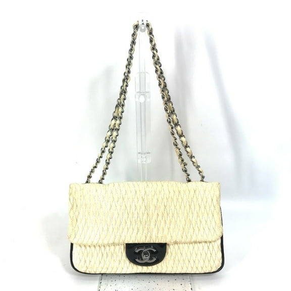 Pre-Owned Chanel CC Chain bag Crossbody Double Chain Shoulder Bag White SilverHardware (Good)