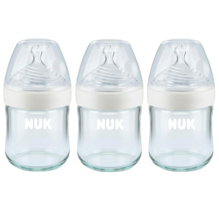 NUK Simply Natural Glass Bottles, 4 oz, 3-Pack