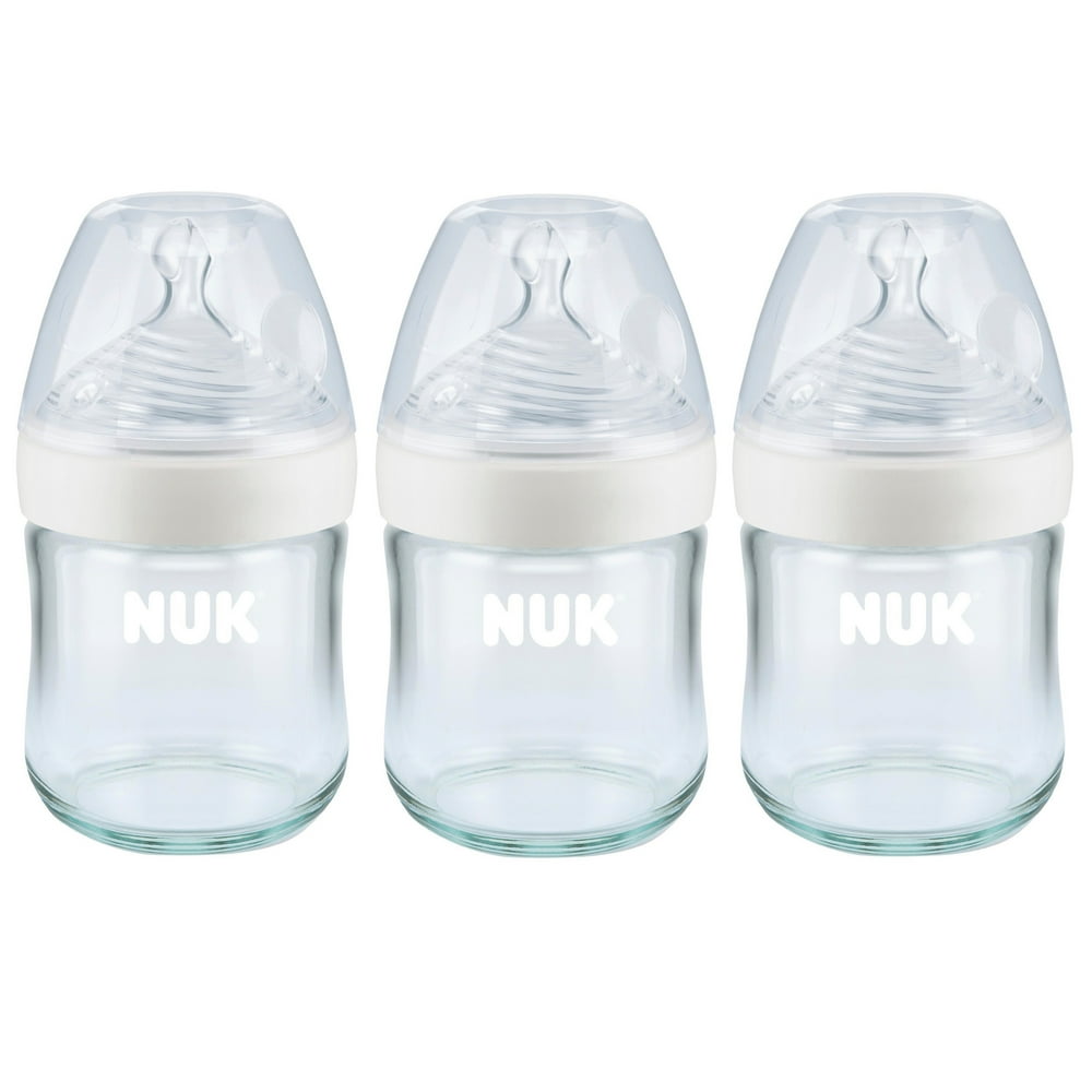 NUK Simply Natural Glass Bottles, 4 oz, 3Pack