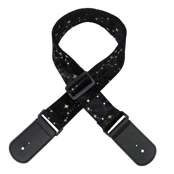 1 Pcs Black Guitar Strap, Personality Guitar Strap for Acoustic Classic Guitar Bass Star Pattern Soft, Guitar Accessories