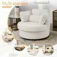 thumbnail image 3 of Muumblus Oversized Swivel Barrel Accent Chair, Teddy Adult Comfy Reading Armchair, Ivory, 3 of 6