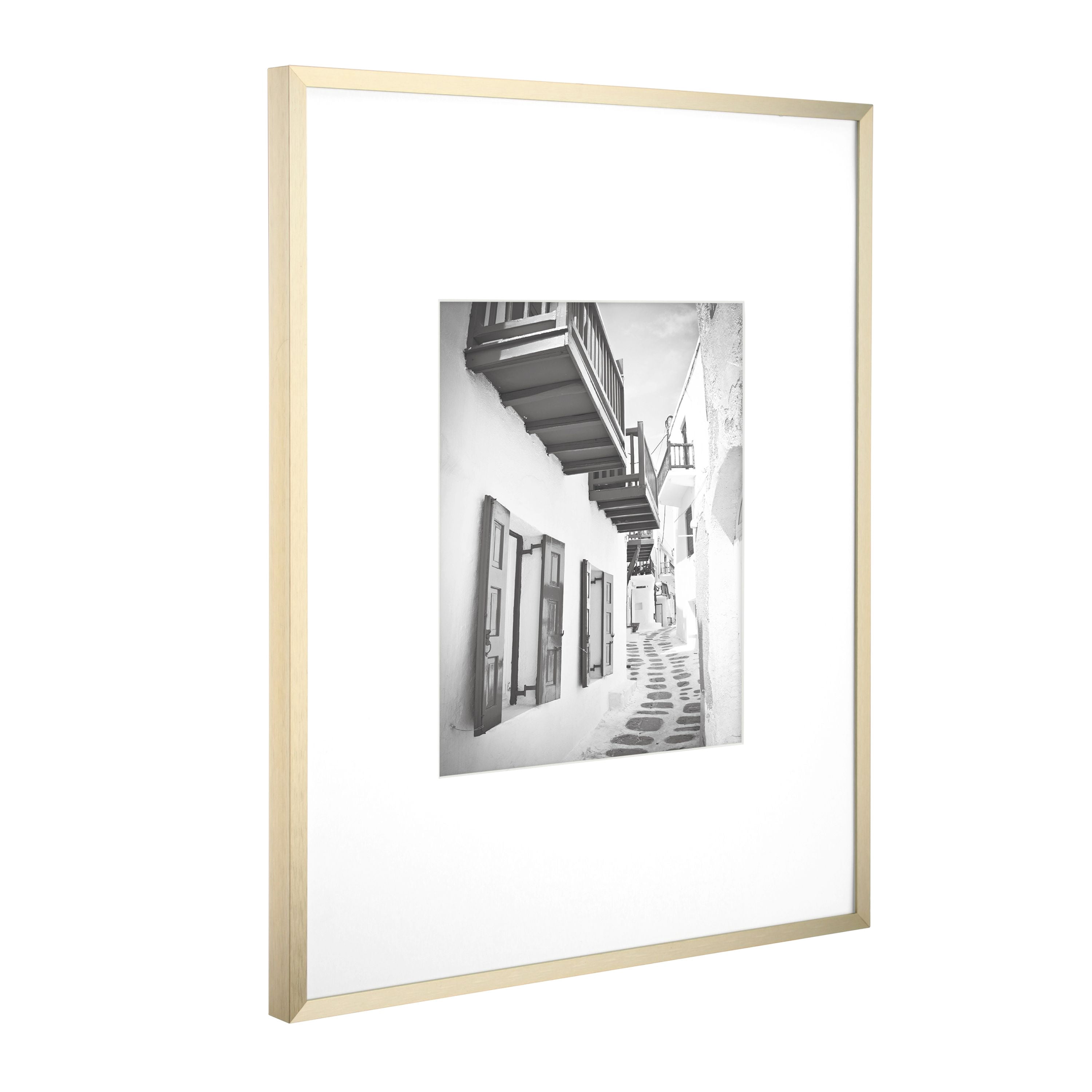 Better Homes & Gardens 14x18 Matted to 8x10 Metal Gallery Wall Picture Frame, Gold, Non Glare