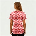 thumbnail image 3 of Dwralegc Valentines Day Tops for Women Oversized Lightweight Tops with 2 Pockets V Neck Heart Pattern Short Sleeve Nurse Workwear Stretch Deep Red XL, 3 of 5