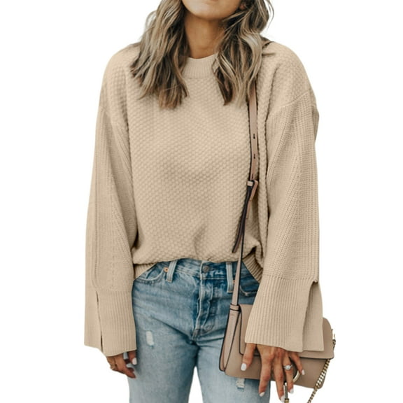 Women's Parchment Split Cuff Drop Shoulder Knit Sweater | [ZhiHiMeRi] | (US 20-22)2XL