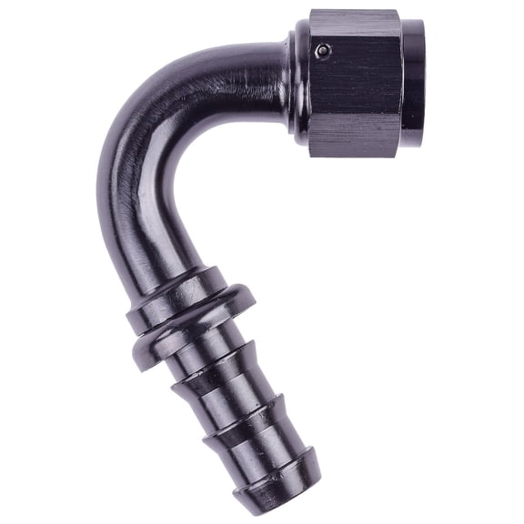 JEGS AN 120-Degree Push-Loc Hose End [-10 AN Female Swivel to Push-Loc Hose, Black]