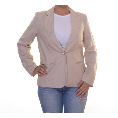 - NY Collection Women's Single Button Front Jacket Size 6 Cream