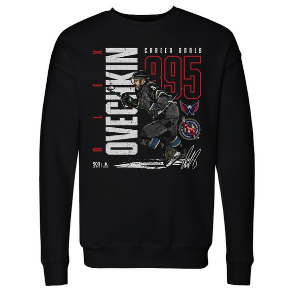 Men's 500 Level Alexander Ovechkin Black Washington Capitals NHL All-Time Leading Goal Scorer Throwback Pullover