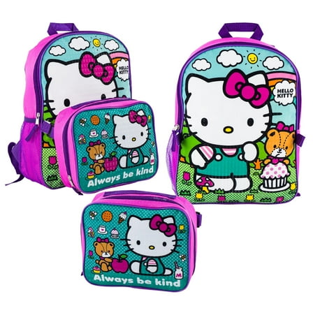 Hello Kitty & Always Be Kind 16 inches Backpack With Matching Lunch Bag Set- 92671