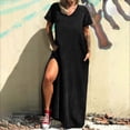 thumbnail image 2 of adviicd Robes pour Femmes 2024 Tendance Été Décontracté Col en V Manches à Volants Taille Haute Robe Midi Noire,S, 2 of 4