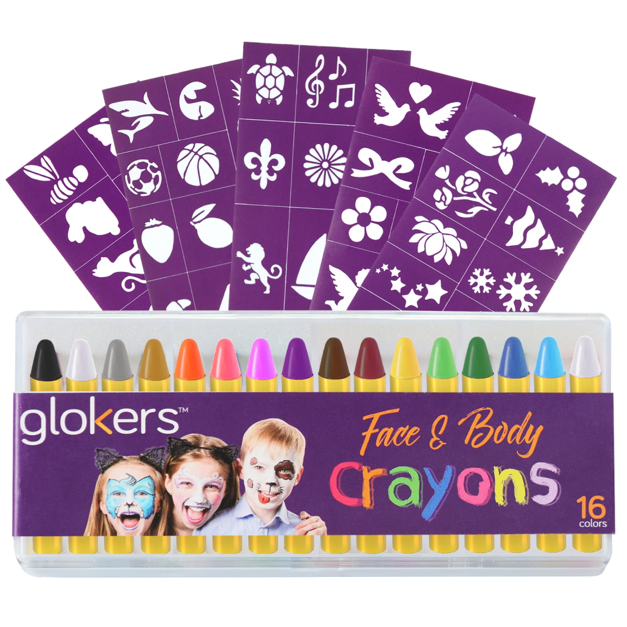 Glokers 16 Color Face Paint for Kids, Costume Makeup Face Painting Kit