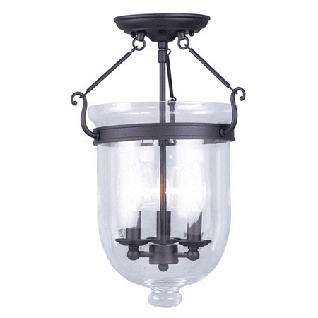 

Semi Flush Mounts 3 Light With Clear Glass Bronze size 12 in 180 Watts - World of Crystal