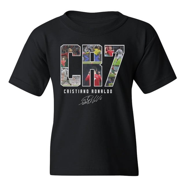 Remera juvenil negra Cup & Branch homenaje a Ronaldo talla grande