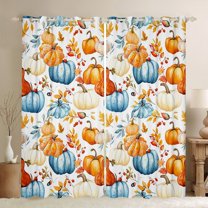 Manfei Cartoon Fall Pumpkin Blackout Curtains Set of 2 (52x84 Each), Harvest Plant Botanical Window Curtains, Teens Girls Kids Curtains and Drapes, Curtains and Drapes Bedroom Decor