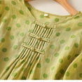 thumbnail image 5 of Qulqfy Short Sleeve Womens Blouse Casual Cotton Linen Crew Neck Polka Dot Button Down Green Spring Tie Women's Summer Tops L, 5 of 9