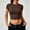 Coffee, variant on Women's Short Sleeve Ribbed Crop Top, Basic Crew Neck Fitted T-Shirt, Soft Slim-Fit Casual Cropped Tee, Red M