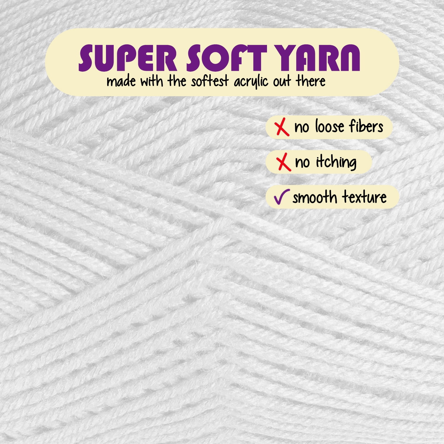 (3 pack) Craftbud Acrylic Yarn For Crocheting And Knitting, (370 Yards) Worsted Medium #4 Crochet Yarn For Beginners, White