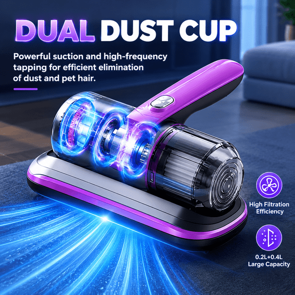 Cordless Handheld Vacuum Cleaner for Bed, Sofa, Carpet and Home, 10000Pa Suction, Washable Filter, Lightweight Design