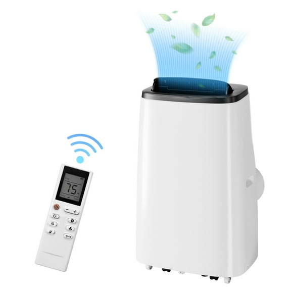 14,000Btu (ASHRAE) Portable Air Conditioner,Fan with Remote Control 9,300 BTU (DOE),Quiet Floor AC Unit with 3-Speed Wind/Night Light for Bedroom Home Office(White Black)