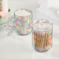 thumbnail image 2 of Yayeee 4 Pack Qtip Holder Bathroom Cotton Swab Canister with Lid Clear Dispenser Set, Purple Geometric, 2 of 6