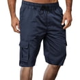 thumbnail image 2 of Men's Cargo Shorts with Multi Pockets and Drawstring Waist Featuring Lightweight Quick Dry Fabric for Summer Hiking Camping Fishing Travel or Casual Daily Wear Navy L, 2 of 5