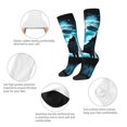 thumbnail image 3 of JUNZAN Blue Full Moon Wolf Pattern Fun Novelty Knee Warmer High Socks, 3 of 6