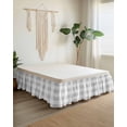 thumbnail image 2 of Grey Plaid Wrap Around Bed Skirts for California King Bed 18" Drop,Bed Skirt with Adjustable Elastic Belt Dust Ruffle Bed Valance for Bedroom Spring Summer Farmhouse Buffalo Checkered Bed Frame Cover, 2 of 7